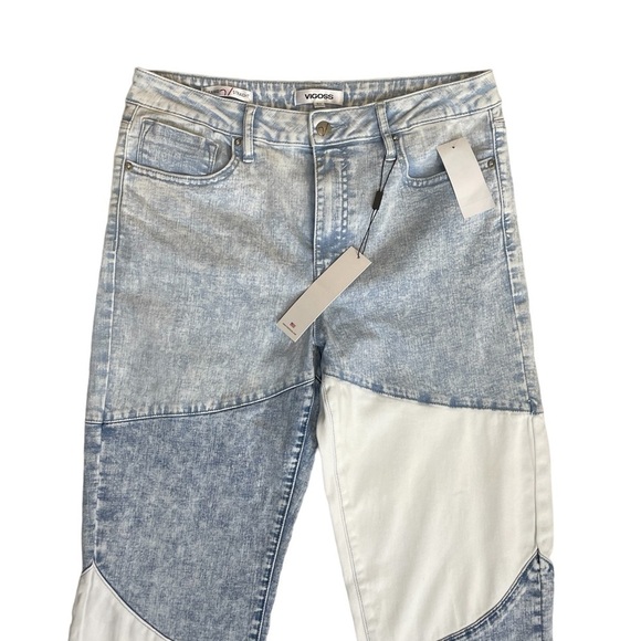Vigoss Frankie slim Straight Jeans NWT Color Block Patchwork 32 - Picture 2 of 10